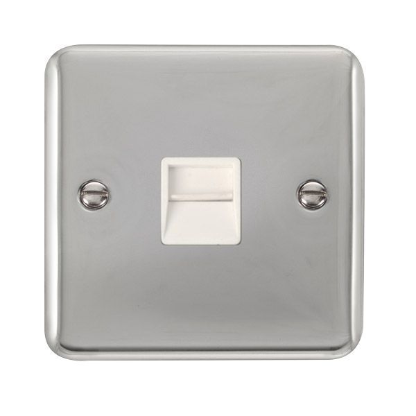 Click DPCH125WH Deco Plus Polished Chrome 1 Gang Secondary Telephone Socket - White Insert
