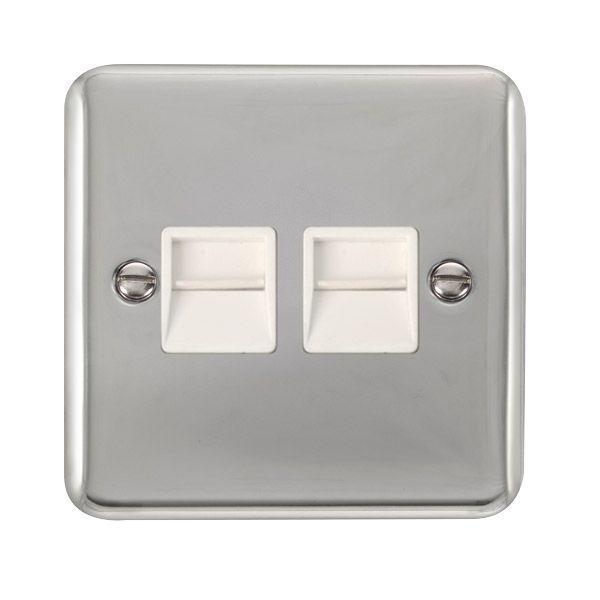 Watch a video of the Click DPCH126WH Deco Plus Polished Chrome 2 Gang Secondary Telephone Socket - White Insert