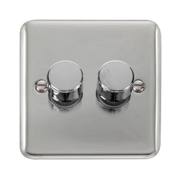 Click DPCH152 Deco Plus Polished Chrome 2 Gang 400W-VA 2 Way Dimmer Switch