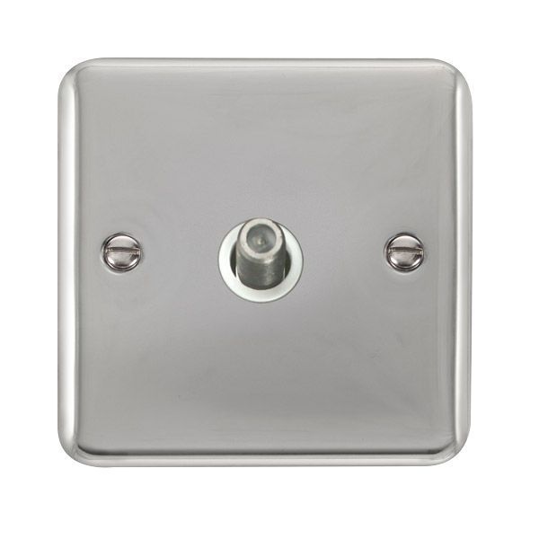 Click DPCH156WH Deco Plus Polished Chrome 1 Gang Non-Isolated Satellite Socket - White Insert