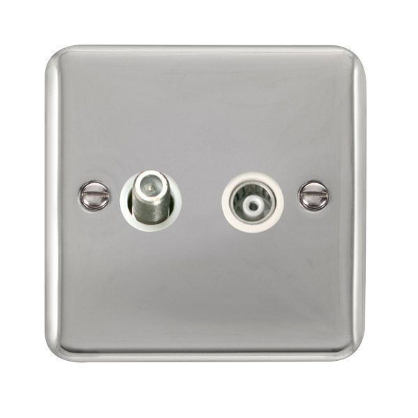 Click DPCH157WH Deco Plus Polished Chrome Isolated Satellite Co-Axial Socket - White Insert