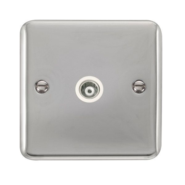 Watch a video of the Click DPCH158WH Deco Plus Polished Chrome 1 Gang Isolated Co-Axial Socket - White Insert