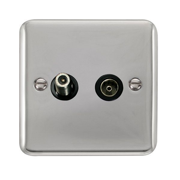 Click DPCH170BK Deco Plus Polished Chrome Non-Isolated Satellite Co-Axial Socket - Black Insert