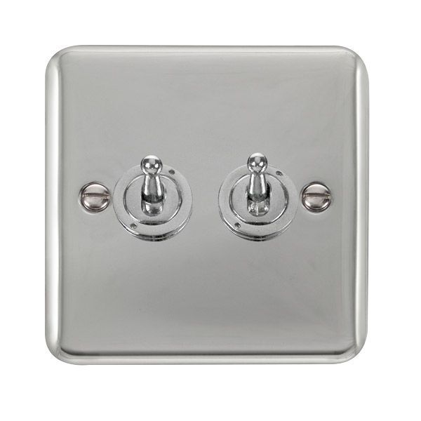 Click DPCH422 Deco Plus Polished Chrome 2 Gang 10AX 2 Way Dolly Toggle Switch
