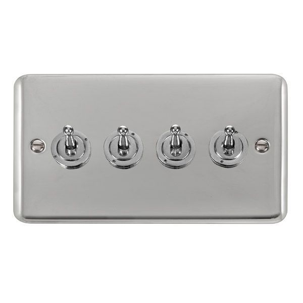 Click DPCH424 Deco Plus Polished Chrome 4 Gang 10AX 2 Way Dolly Toggle Switch