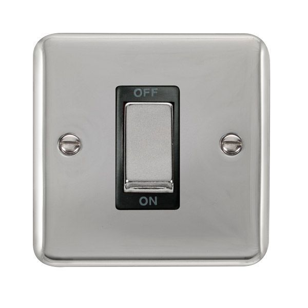 Watch a video of the Click DPCH500BK Deco Plus Polished Chrome 1 Gang 45A 2 Pole Cooker Switch - Black Insert