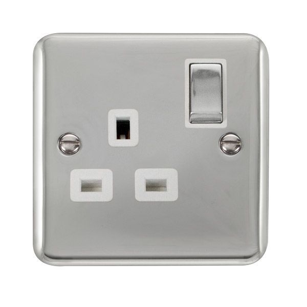 Watch a video of the Click DPCH535WH Deco Plus Polished Chrome Ingot 1 Gang 13A 2 Pole Switched Socket - White Insert