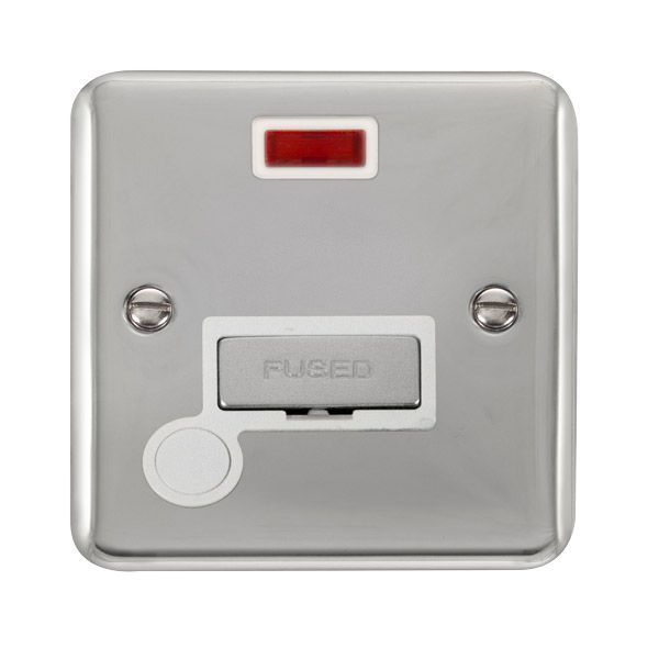 Watch a video of the Click DPCH553WH Deco Plus Polished Chrome 13A Flex Outlet Neon Fused Spur Unit - White Insert