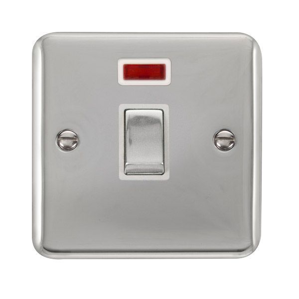 Watch a video of the Click DPCH723WH Deco Plus Polished Chrome Ingot 1 Gang 20A 2 Pole Neon Switch - White Insert