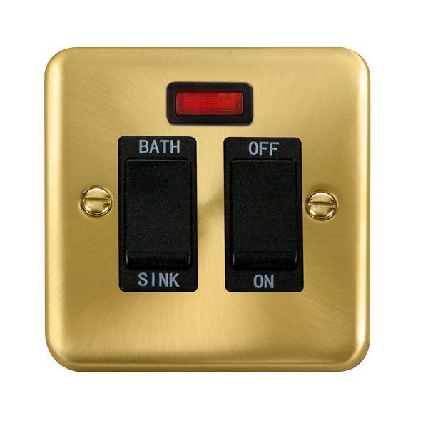 Click DPSB024BK Deco Plus Satin Brass 20A 2 Pole Sink or Bath Switch - Black Insert