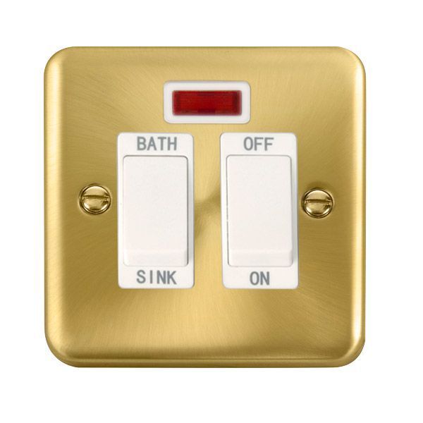 Click DPSB024WH Deco Plus Satin Brass 20A 2 Pole Sink or Bath Switch - White Insert