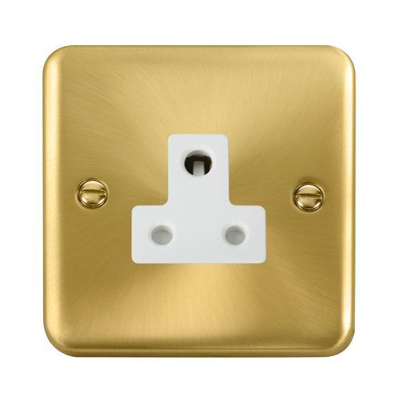 Click DPSB038WH Deco Plus Satin Brass 5A Round Pin Socket - White Insert