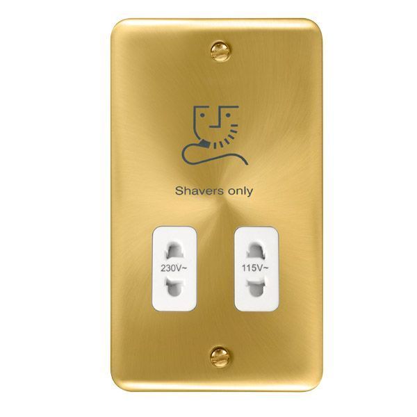 Watch a video of the Click DPSB100WH Deco Plus Satin Brass Dual Voltage 115-230V Shaver Socket - White Insert
