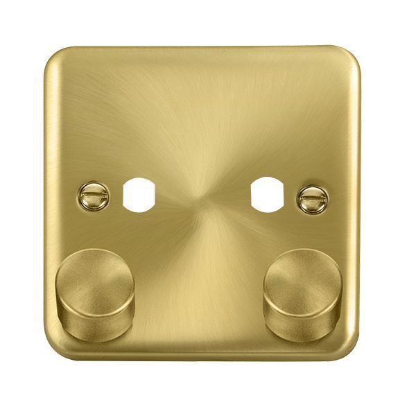 Watch a video of the Click DPSB152PL Deco Plus Satin Brass 2 Gang Dimmer Switch Plate with Knobs