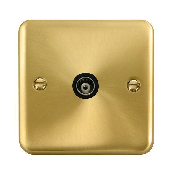 Watch a video of the Click DPSB158BK Deco Plus Satin Brass 1 Gang Isolated Co-Axial Socket - Black Insert