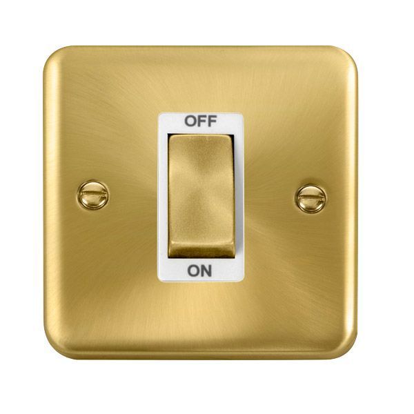 Click DPSB500WH Deco Plus Satin Brass 1 Gang 45A 2 Pole Cooker Switch - White Insert