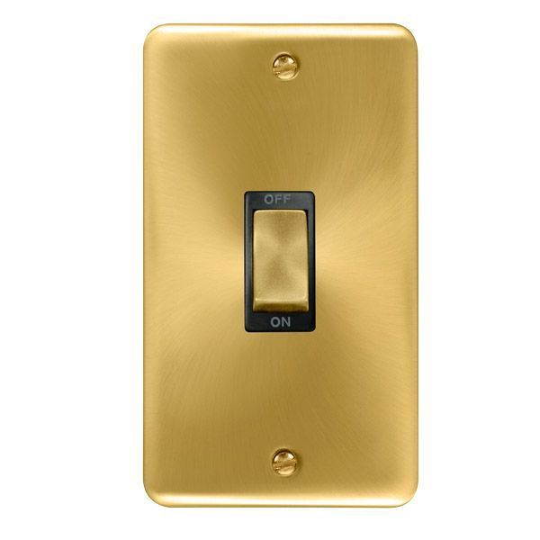Watch a video of the Click DPSB502BK Deco Plus Satin Brass 1 Gang Double Plate 45A 2 Pole Cooker Switch - Black Insert
