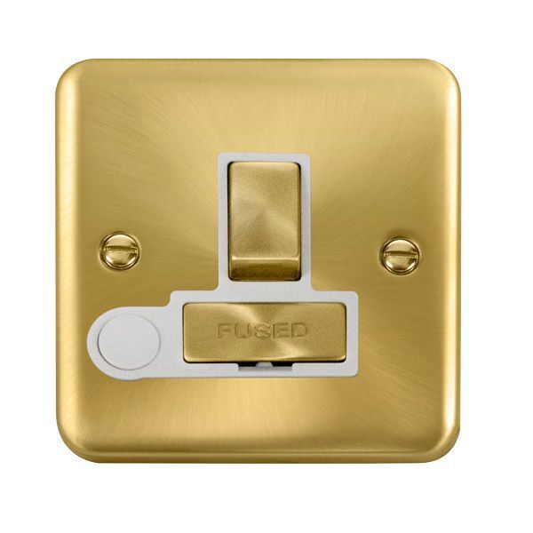 Watch a video of the Click DPSB551WH Deco Plus Satin Brass 13A Flex Outlet Switched Fused Spur Unit - White Insert