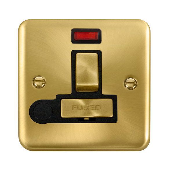 Watch a video of the Click DPSB552BK Deco Plus Satin Brass 13A Flex Outlet Neon Switched Fused Spur Unit - Black Insert
