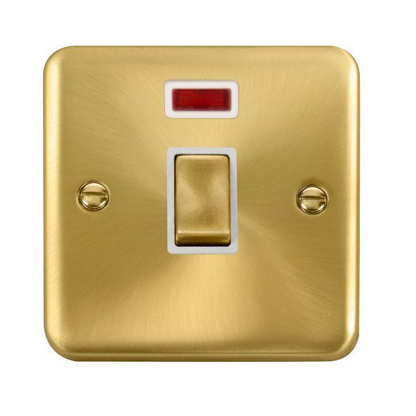 Watch a video of the Click DPSB723WH Deco Plus Satin Brass Ingot 1 Gang 20A 2 Pole Neon Switch - White Insert
