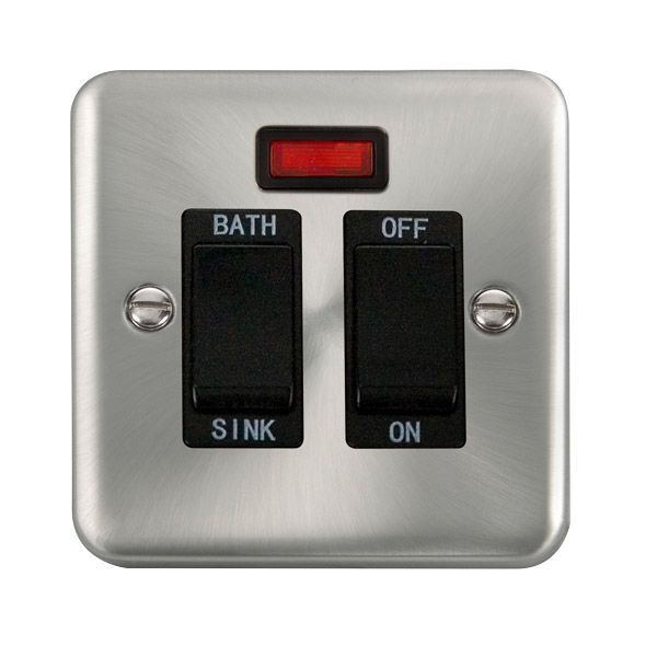 Click DPSC024BK Deco Plus Satin Chrome 20A 2 Pole Sink or Bath Switch - Black Insert
