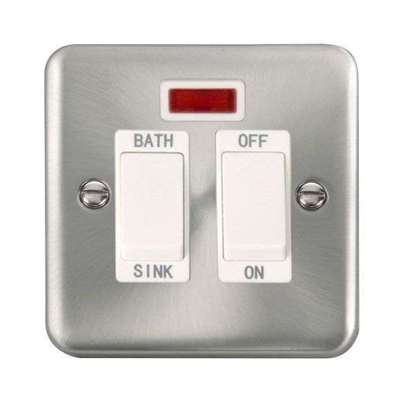Click DPSC024WH Deco Plus Satin Chrome 20A 2 Pole Sink or Bath Switch - White Insert