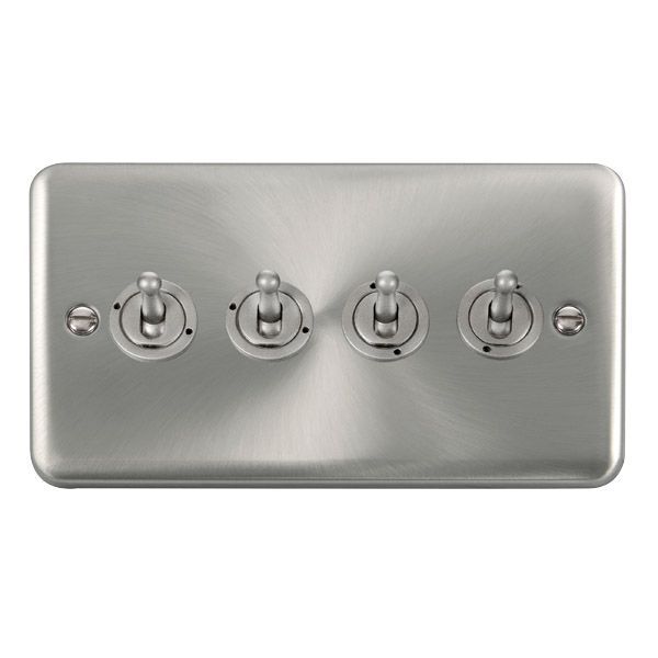 Click DPSC424 Deco Plus Satin Chrome 4 Gang 10AX 2 Way Dolly Toggle Switch