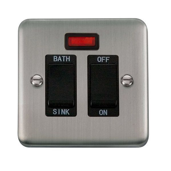 Click DPSS024BK Deco Plus Stainless Steel 20A 2 Pole Sink or Bath Switch - Black Insert