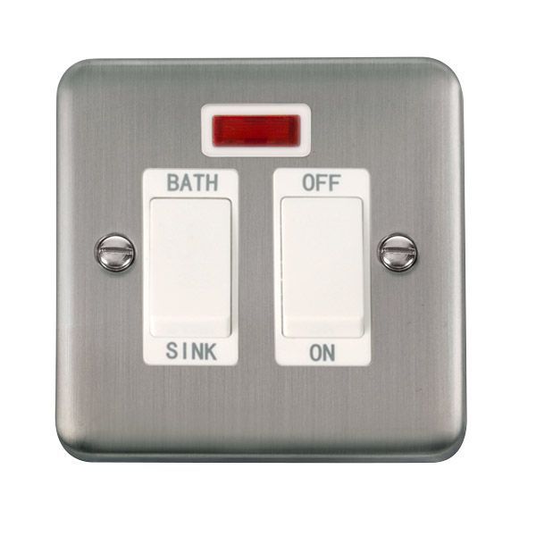 Click DPSS024WH Deco Plus Stainless Steel 20A 2 Pole Sink or Bath Switch - White Insert