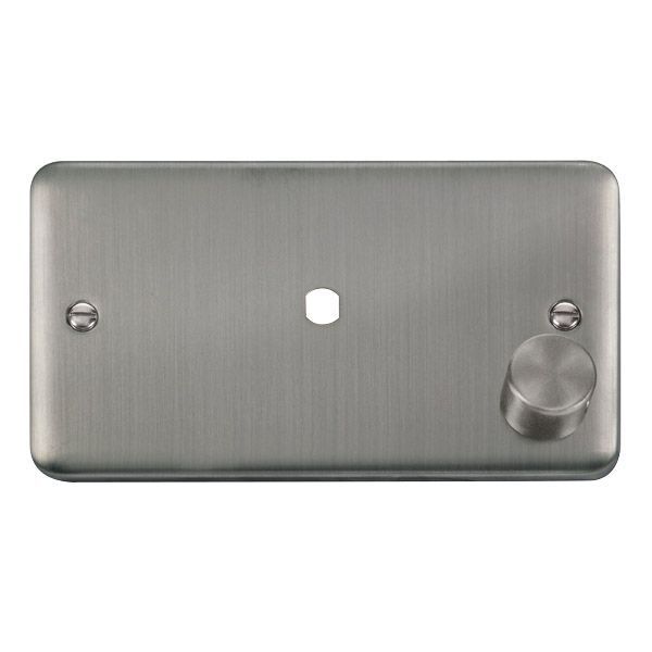 Click DPSS185 MiniGrid Stainless Steel 1 Gang 1000W Max 1 Aperture Deco Plus Unfurnished Dimmer Plate and Knob