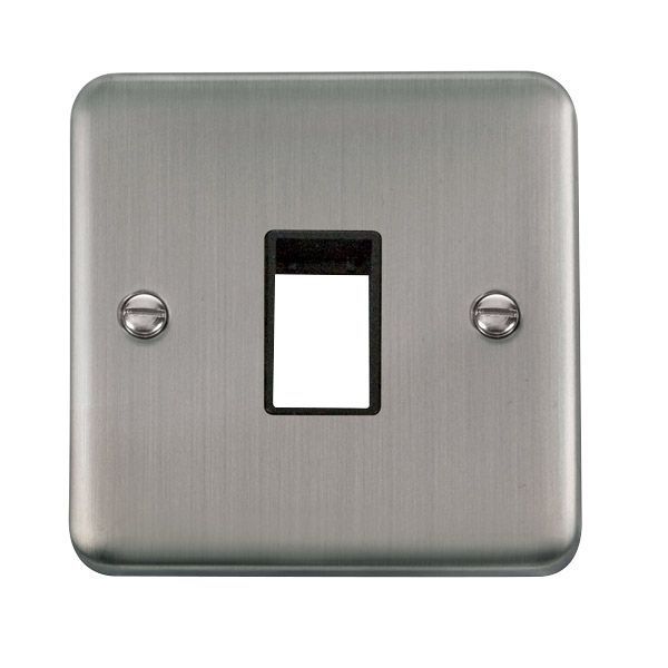 Click DPSS401BK MiniGrid Stainless Steel 1 Gang 1 Aperture Deco Plus Unfurnished Front Plate - Black Insert