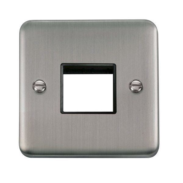 Click DPSS402BK MiniGrid Stainless Steel 1 Gang 2 Aperture Deco Plus Unfurnished Front Plate - Black Insert