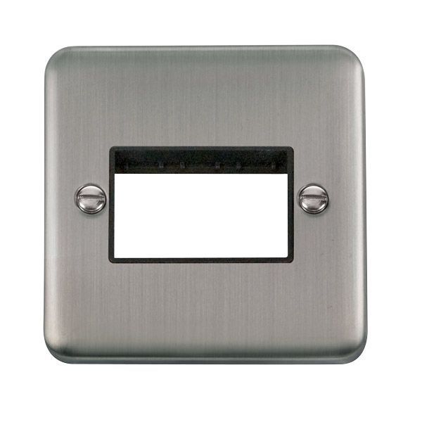 Click DPSS403BK MiniGrid Stainless Steel 1 Gang 3 Aperture Deco Plus Unfurnished Front Plate - Black Insert