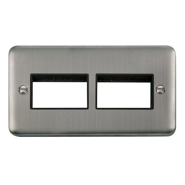 Click DPSS406BK MiniGrid Stainless Steel 2 Gang 2x3 Aperture Deco Plus Unfurnished Front Plate - Black Insert