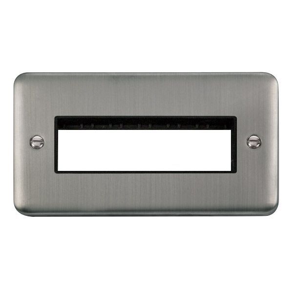 Click DPSS426BK MiniGrid Stainless Steel 2 Gang 6 In-Line Aperture Deco Plus Unfurnished Front Plate - Black Insert