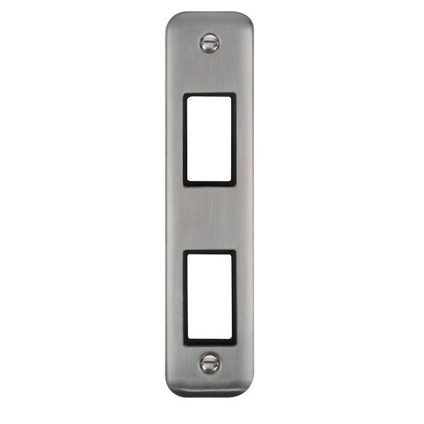 Click DPSS472BK MiniGrid Stainless Steel 2 Gang 2 Aperture Deco Plus Unfurnished Architrave Plate - Black Insert
