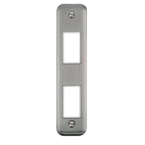 Click DPSS472WH MiniGrid Stainless Steel 2 Gang 2 Aperture Deco Plus Unfurnished Architrave Plate - White Insert