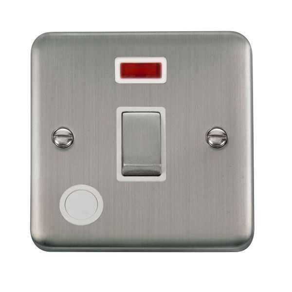 Click DPSS523WH Deco Plus Stainless Steel Ingot 1 Gang 20A 2 Pole Flex Outlet Neon Switch - White Insert