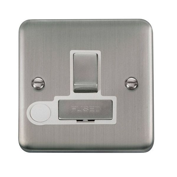 Click DPSS551WH Deco Plus Stainless Steel 13A Flex Outlet Switched Fused Spur Unit - White Insert