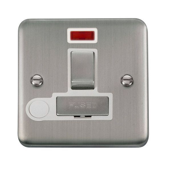 Click DPSS552WH Deco Plus Stainless Steel 13A Flex Outlet Neon Switched Fused Spur Unit - White Insert