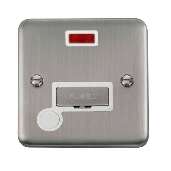 Click DPSS553WH Deco Plus Stainless Steel 13A Flex Outlet Neon Fused Spur Unit - White Insert