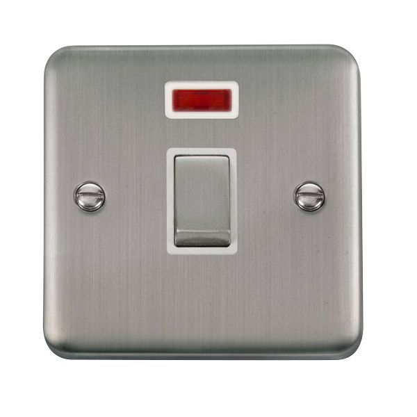 Click DPSS723WH Deco Plus Stainless Steel Ingot 1 Gang 20A 2 Pole Neon Switch - White Insert