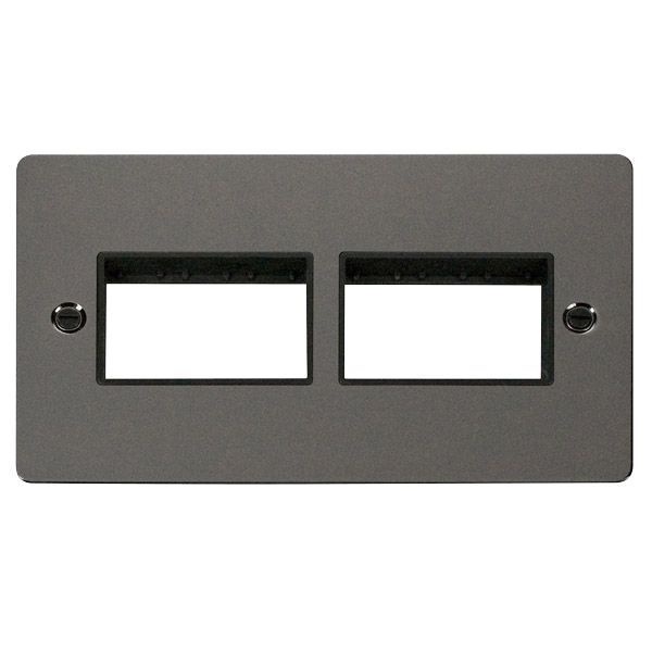 Click FPBN406BK MiniGrid Black Nickel 2 Gang 2x3 Aperture Define Unfurnished Front Plate - Black Insert