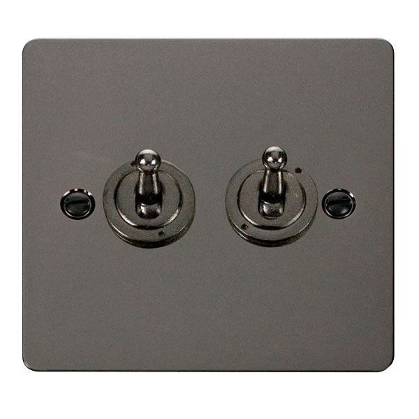 Click FPBN422 Define Black Nickel 2 Gang 10AX 2 Way Toggle Plate Switch