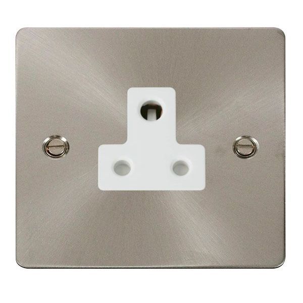 Click FPBS038WH Define Brushed Steel 5A Round Pin Socket Outlet - White Insert