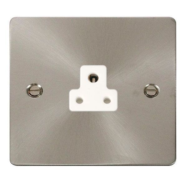 Click FPBS039WH Define Brushed Steel 2A Round Pin Socket Outlet - White Insert