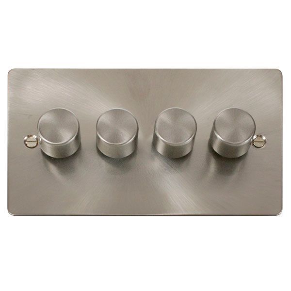 Click FPBS154 Define Brushed Steel 4 Gang 400Va 2 WayDimmer Switch 
