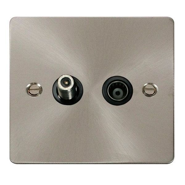 Click FPBS157BK Define Brushed Steel Isolated Satellite and Isolated Coaxial Outlet - Black Insert
