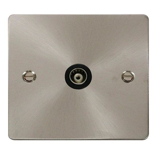 Click FPBS158BK Define Brushed Steel 1 Gang Isolated Coaxial Outlet - Black Insert