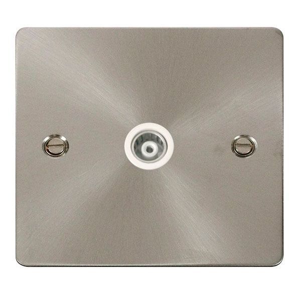 Click FPBS158WH Define Brushed Steel 1 Gang Isolated Coaxial Outlet - White Insert